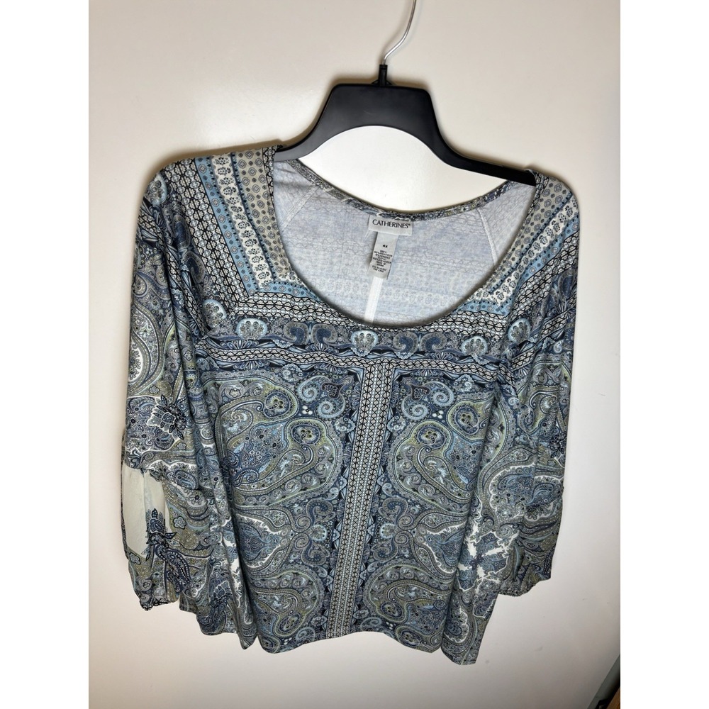 Catherines Paisley Shirt Womens Size 4X Long Sleeve Pullover Casual Flowy